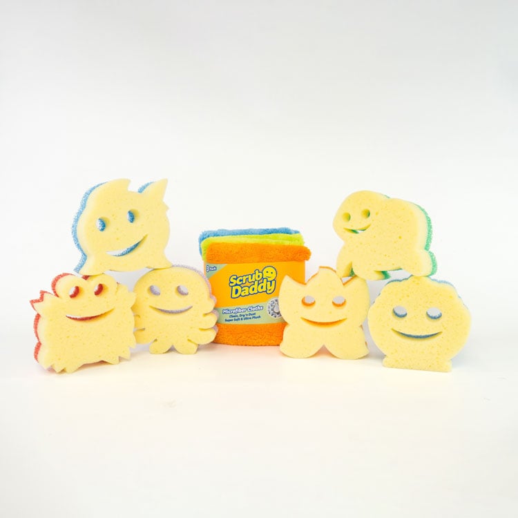 Scrub Mommy Summer Shapes Sponge Bundle and Microfiber Towels (SM8R)