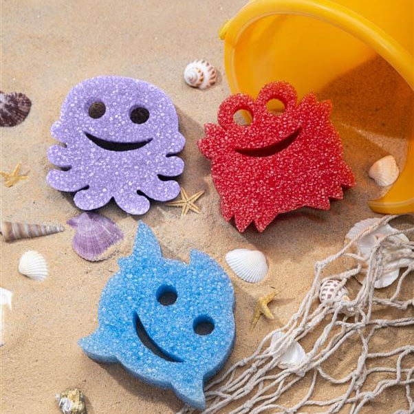 Scrub Mommy Summer Shapes Sponge Bundle and Microfiber Towels (SM8R)